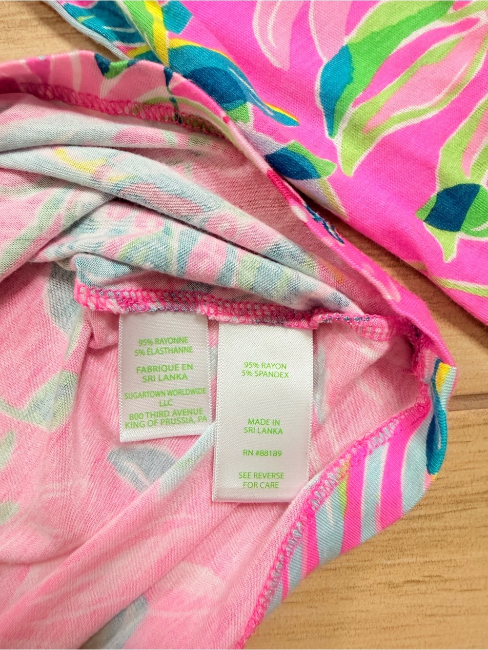 Lilly Pulitzer I’m Feline Fine PJ Knit Top Plumeria Pink Tropical Leopard Size S - Picture 4 of 8